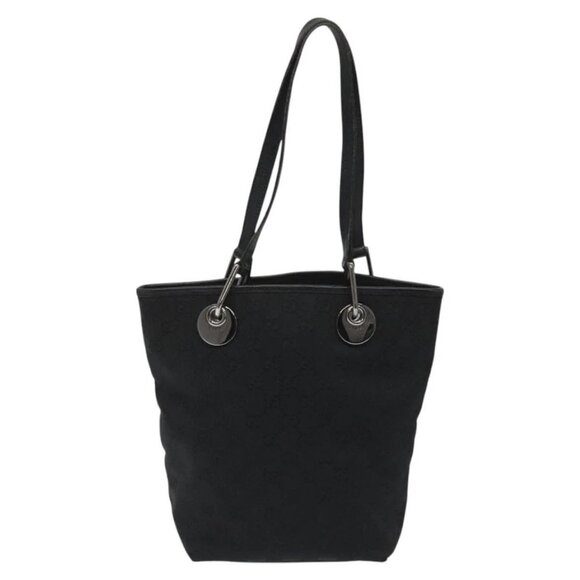 GUCCI GG Canvas Tote Bag Black Silver 120840 Auth - Picture 2 of 16